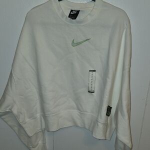 Nike White Crewneck with Green Swoosh